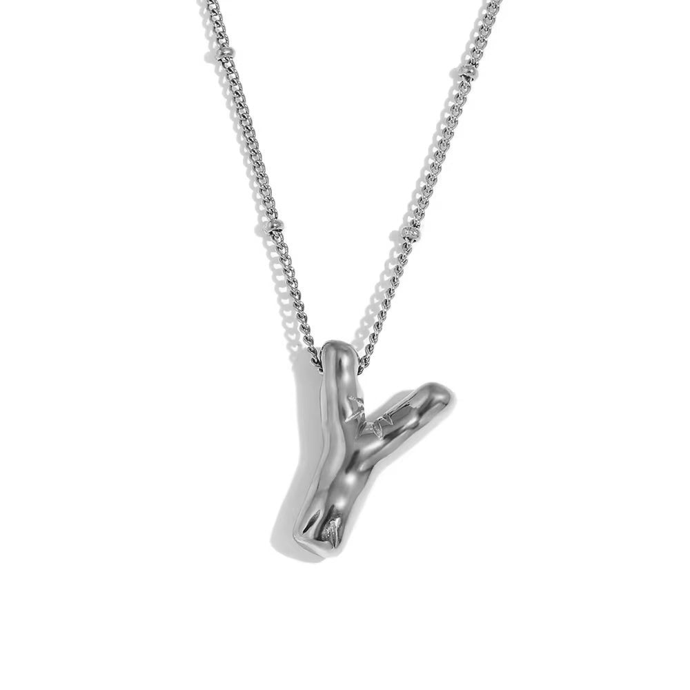 Bubble Initial Necklace Silver