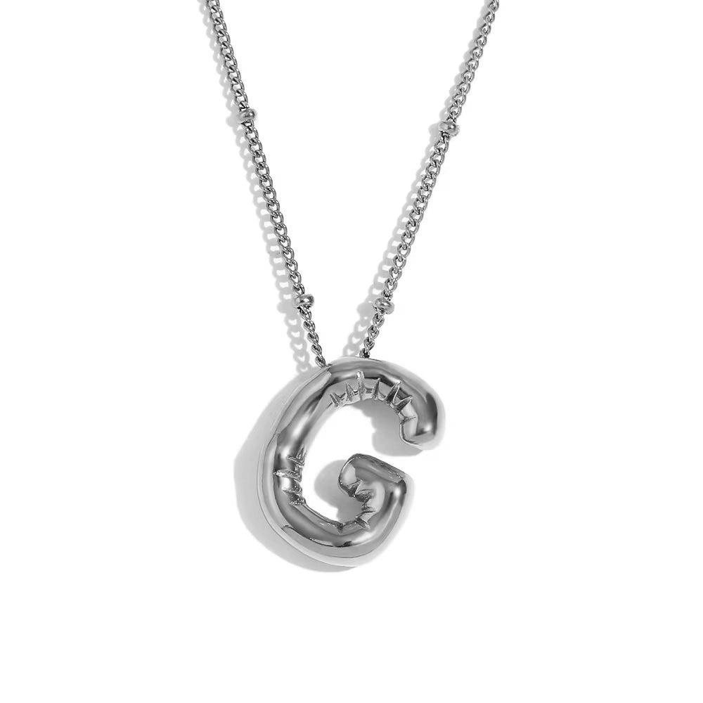 Bubble Initial Necklace Silver