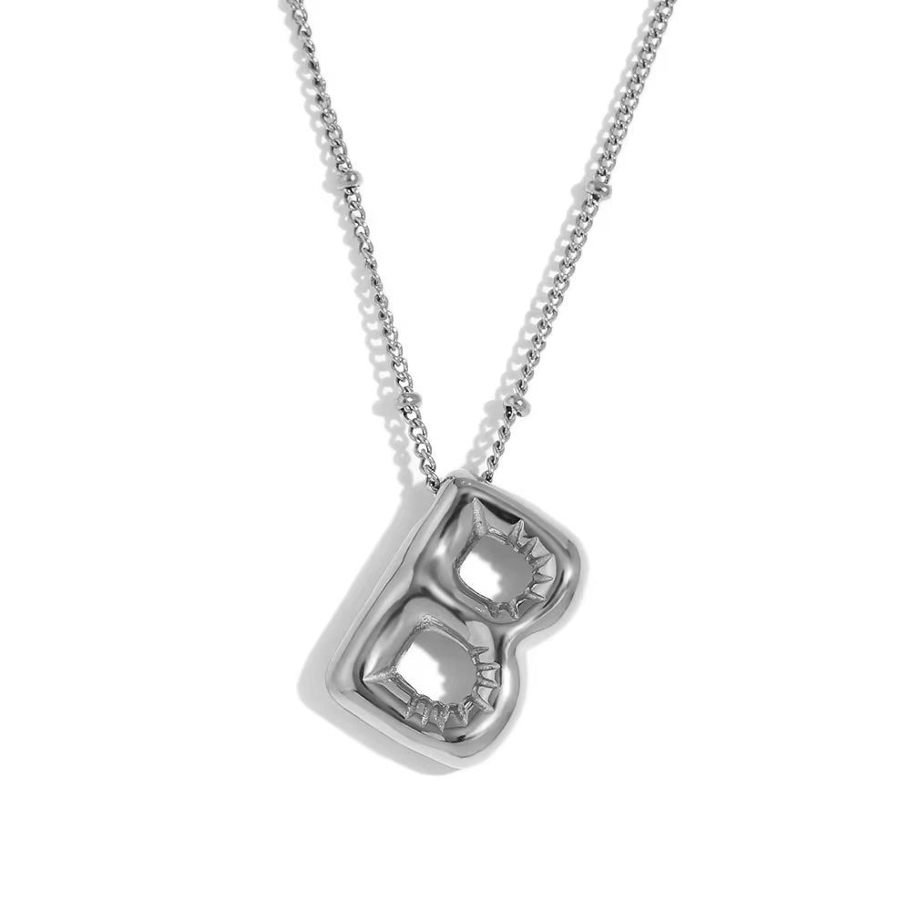 Bubble Initial Necklace Silver