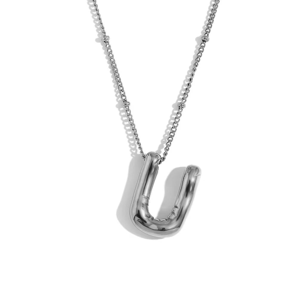 Bubble Initial Necklace Silver