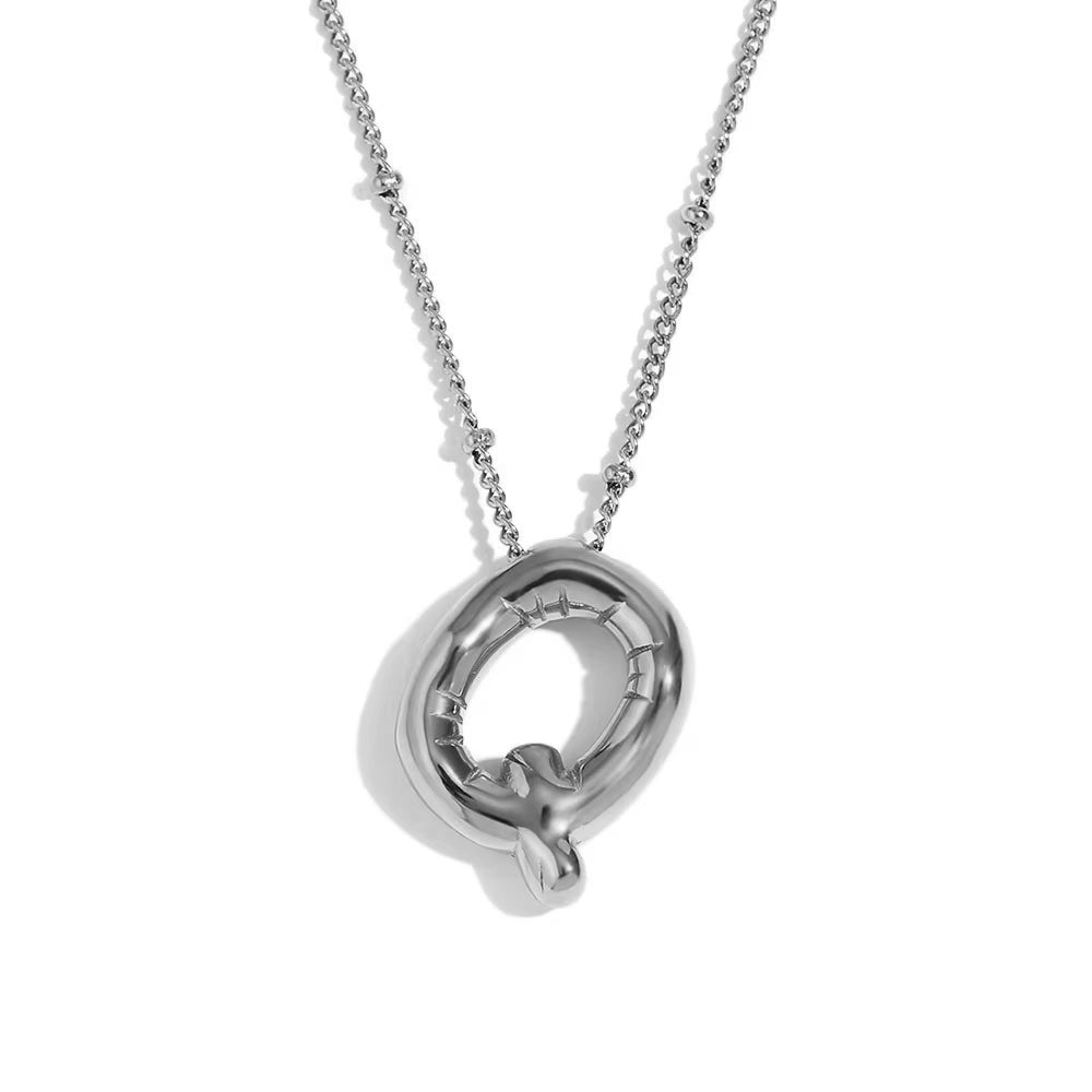 Bubble Initial Necklace Silver