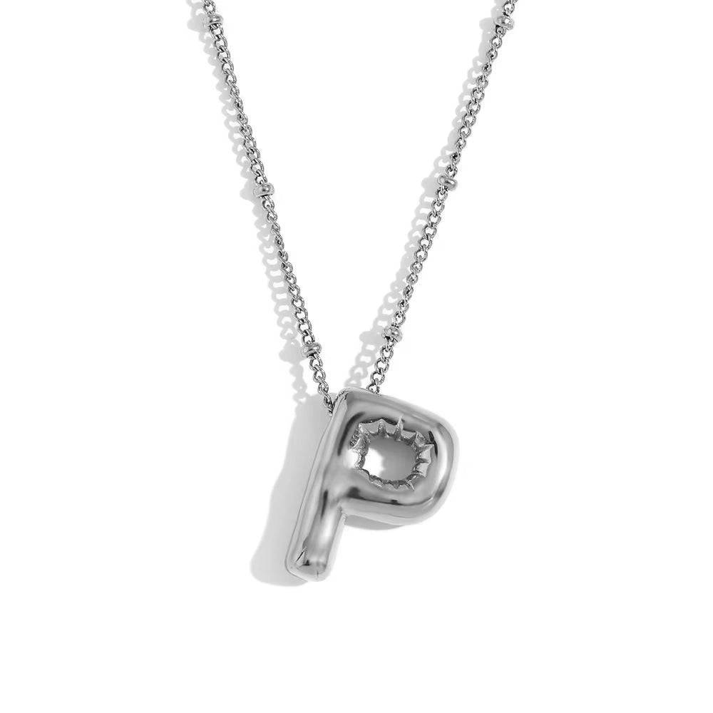 Bubble Initial Necklace Silver