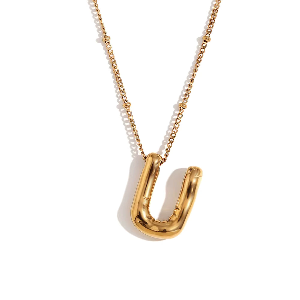 Bubble Initial Necklace Gold