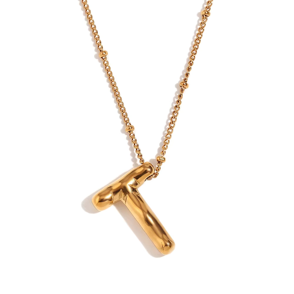 Bubble Initial Necklace Gold