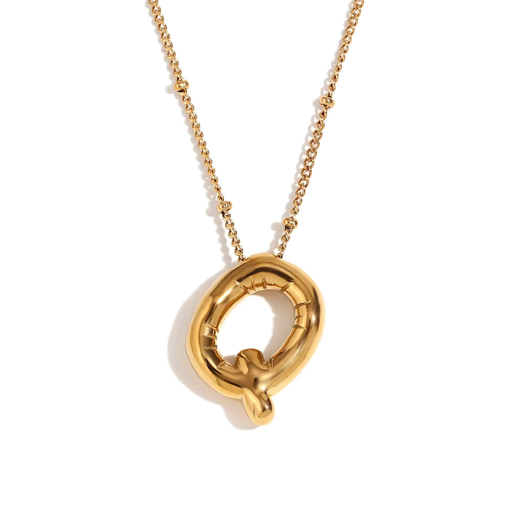 Bubble Initial Necklace Gold