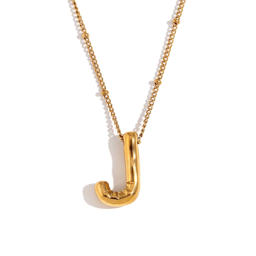 Bubble Initial Necklace Gold