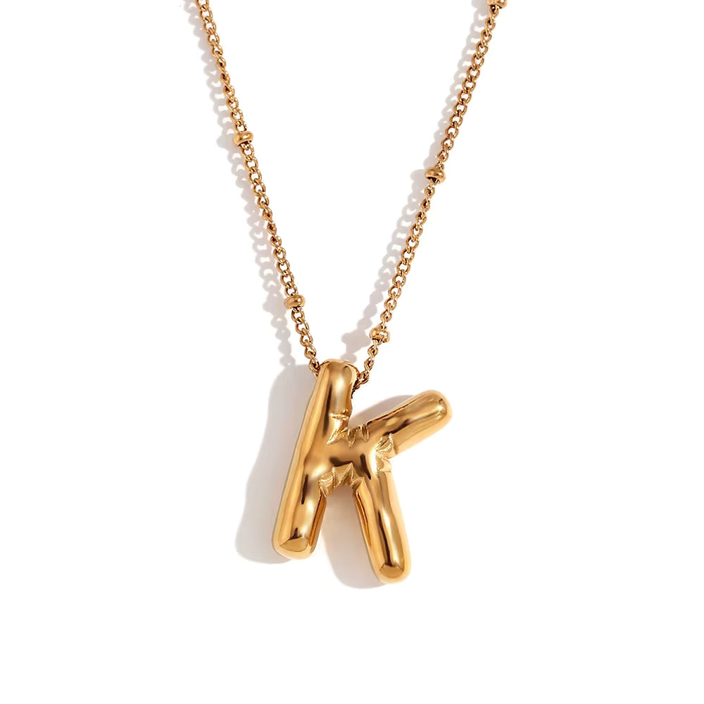 Bubble Initial Necklace Gold