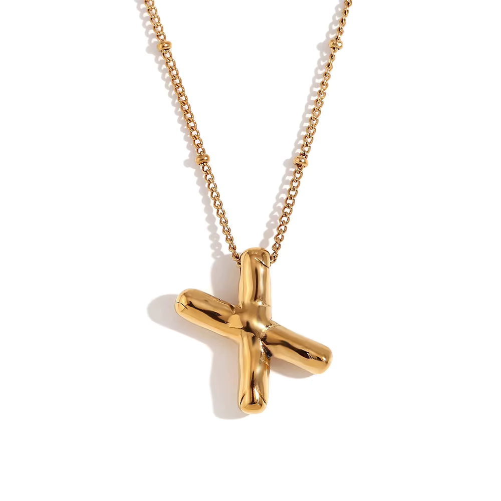 Bubble Initial Necklace Gold