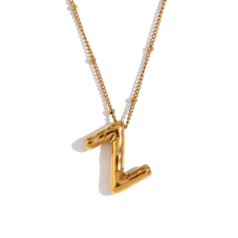 Bubble Initial Necklace Gold