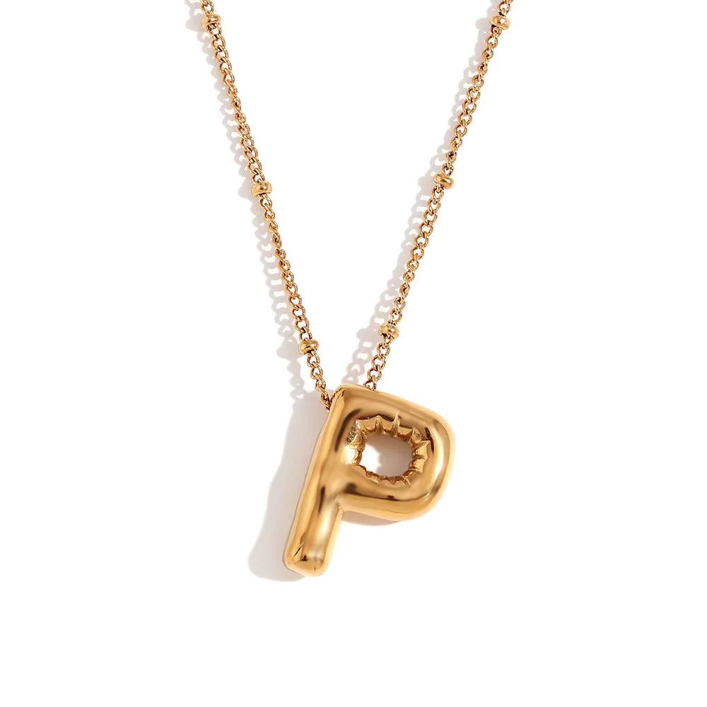 Bubble Initial Necklace Gold