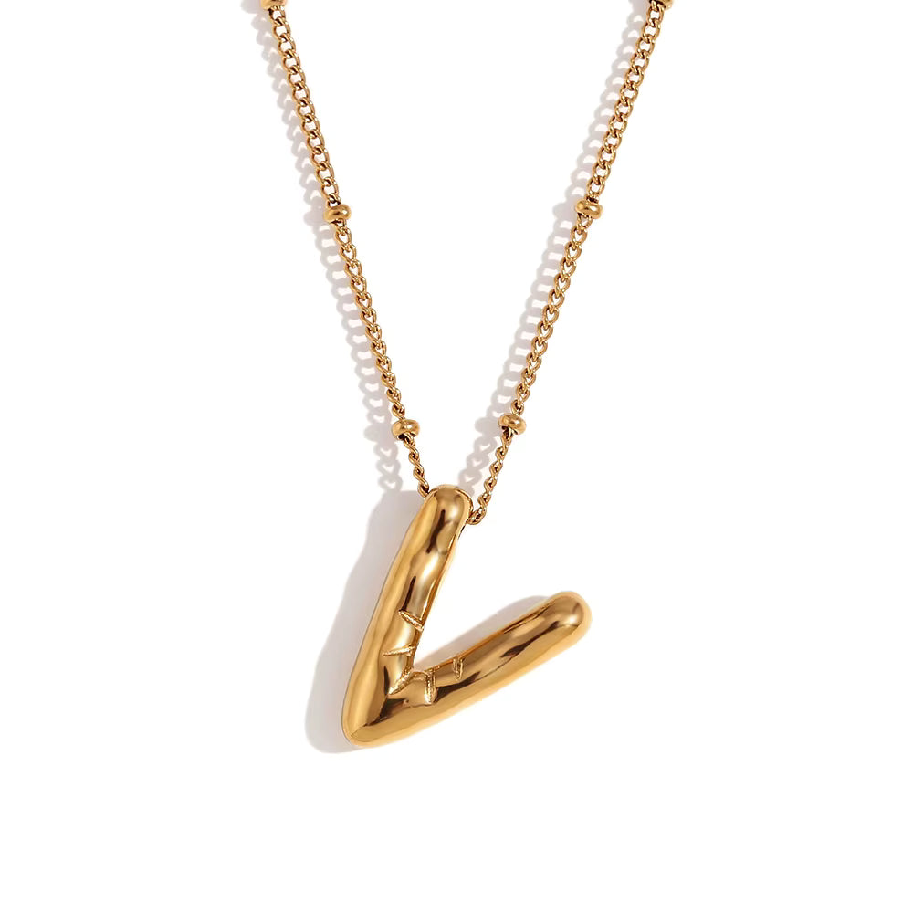 Bubble Initial Necklace Gold