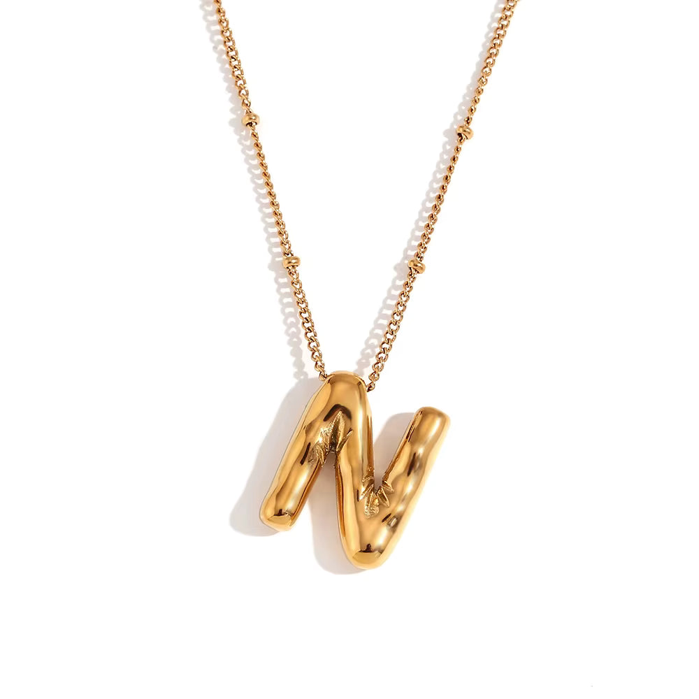 Bubble Initial Necklace Gold