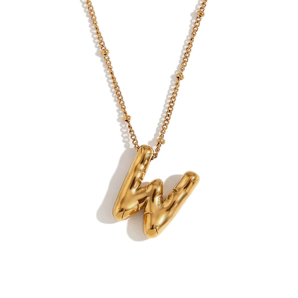 Bubble Initial Necklace Gold