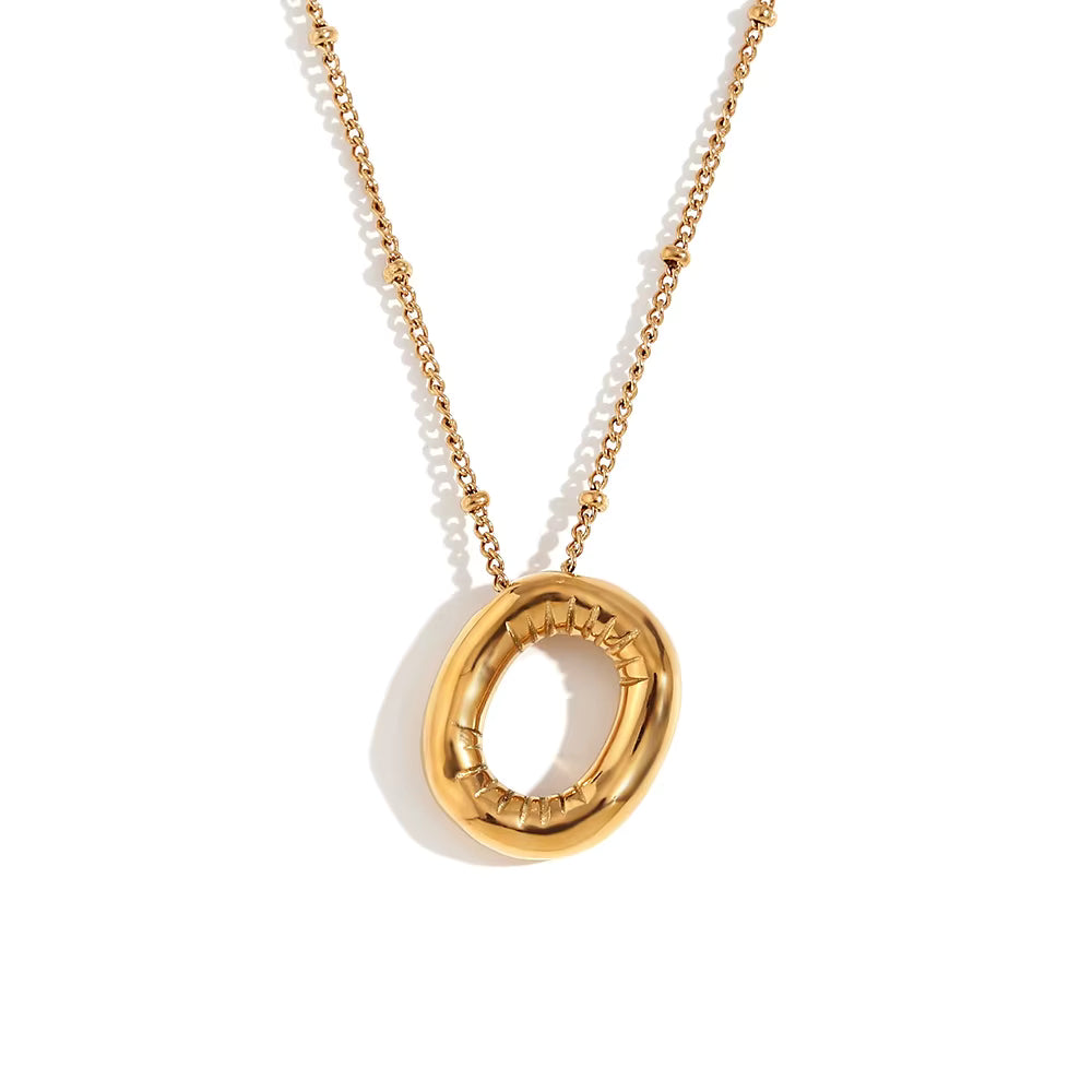 Bubble Initial Necklace Gold
