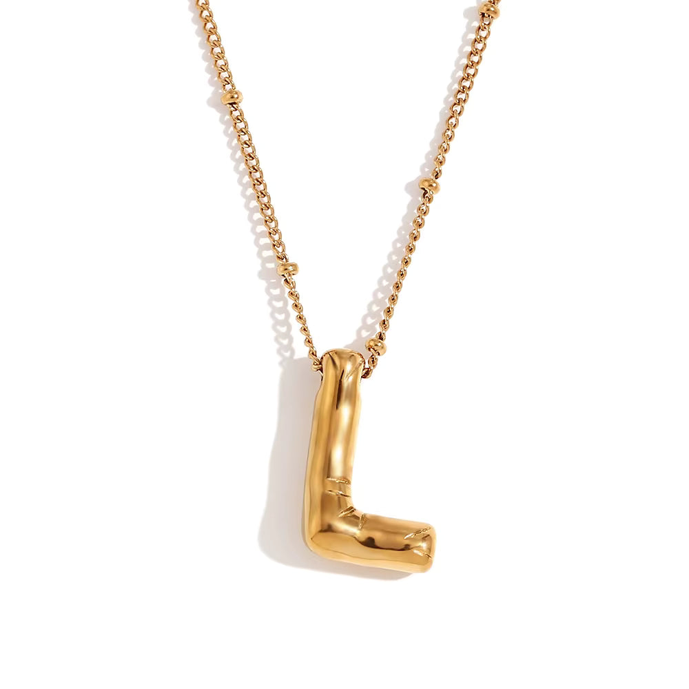 Bubble Initial Necklace Gold