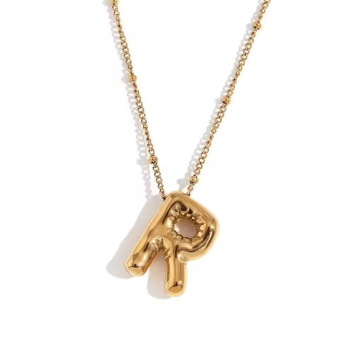 Bubble Initial Necklace Gold