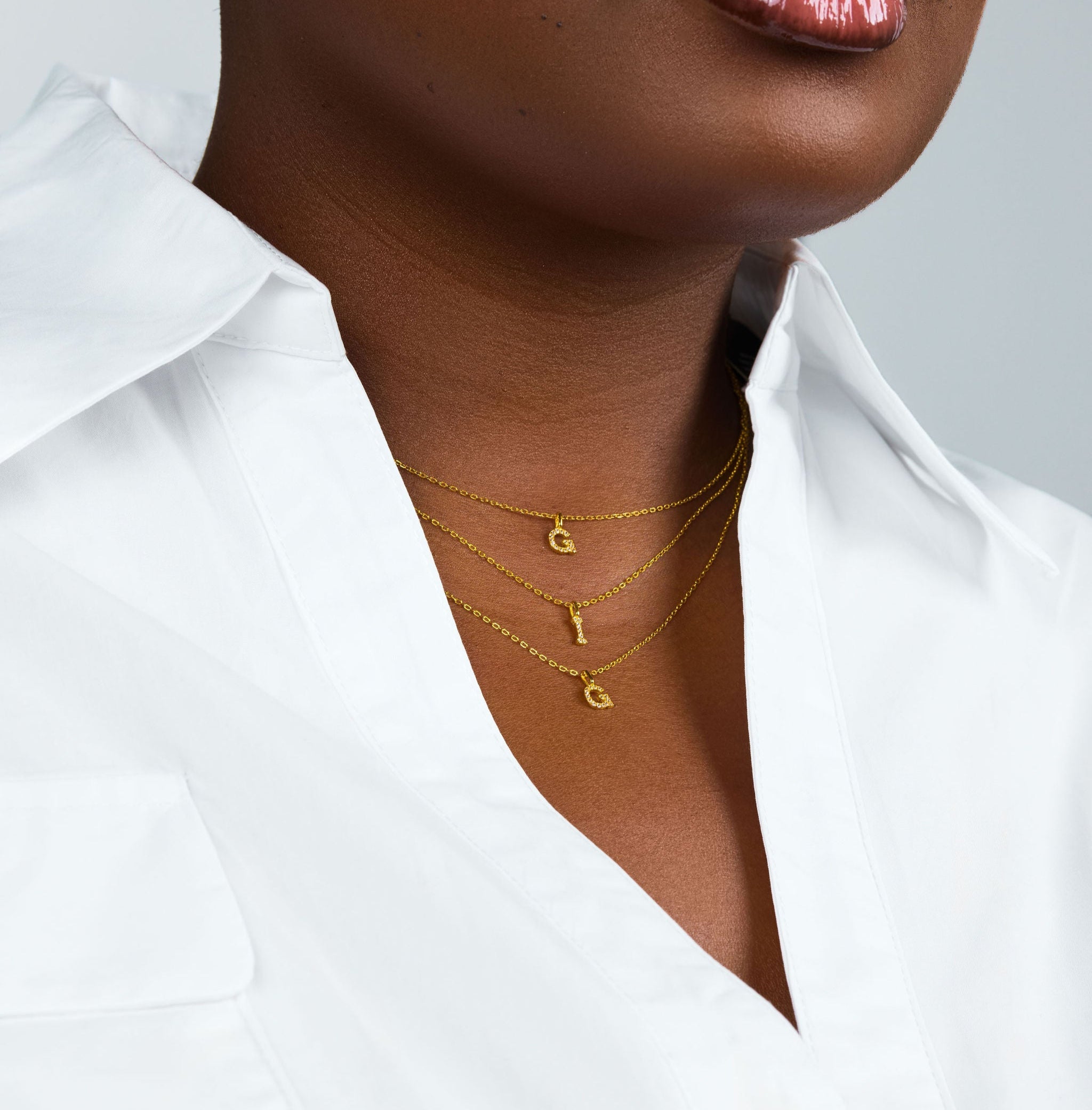Dainty Pavé Initial Necklace