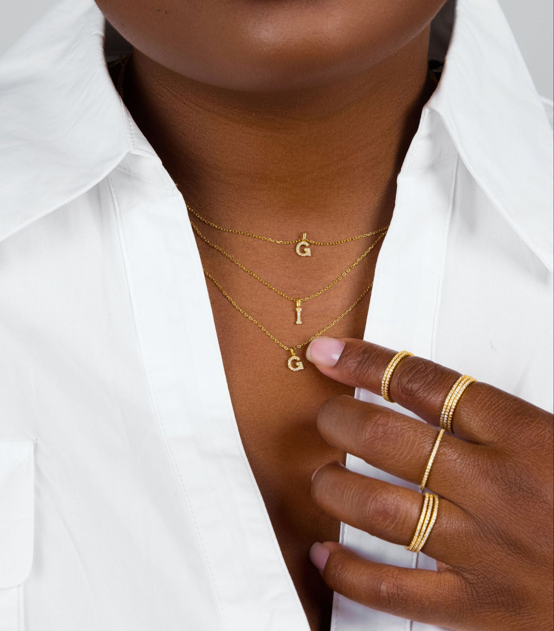 Dainty Pavé Initial Necklace