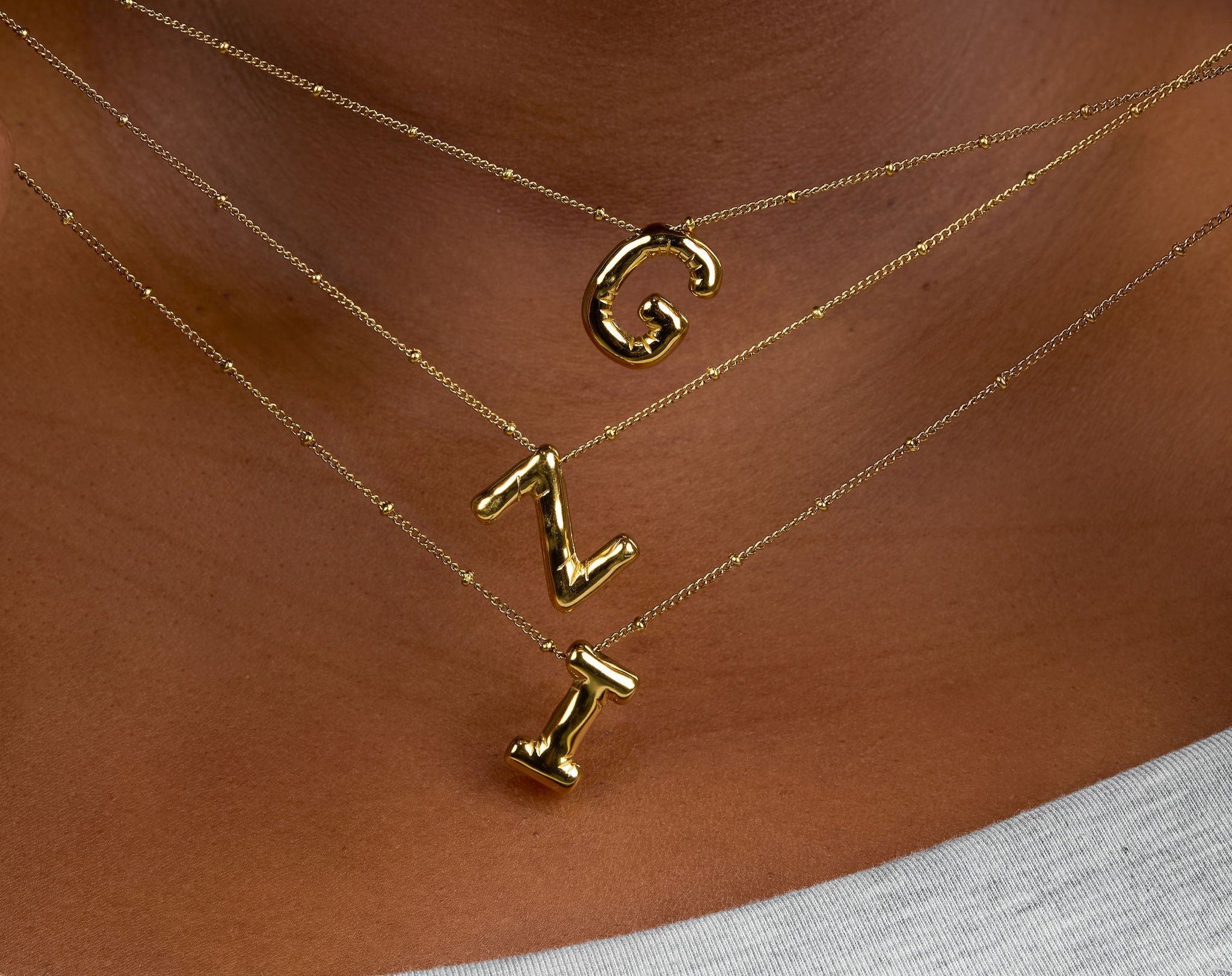Bubble Initial Necklace