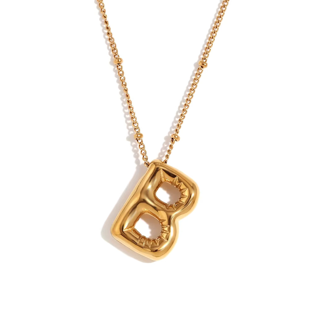 Bubble Initial Necklace Gold