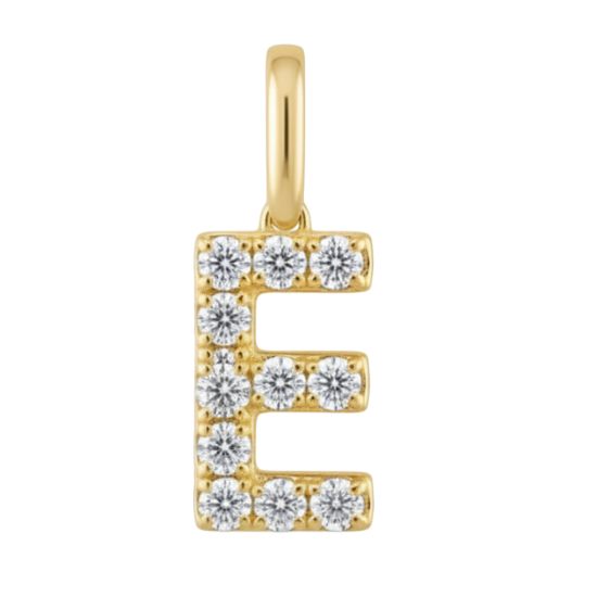 Letter E pavé initial charm