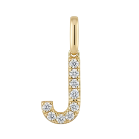 Letter J pavé initial charm