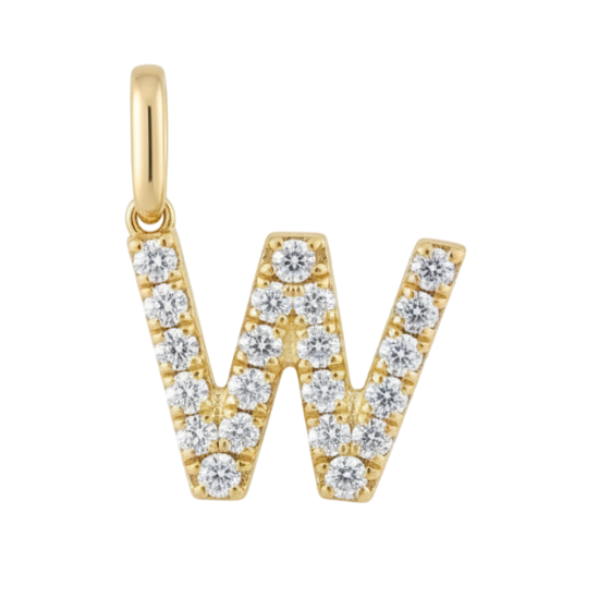 Letter W pavé initial charm