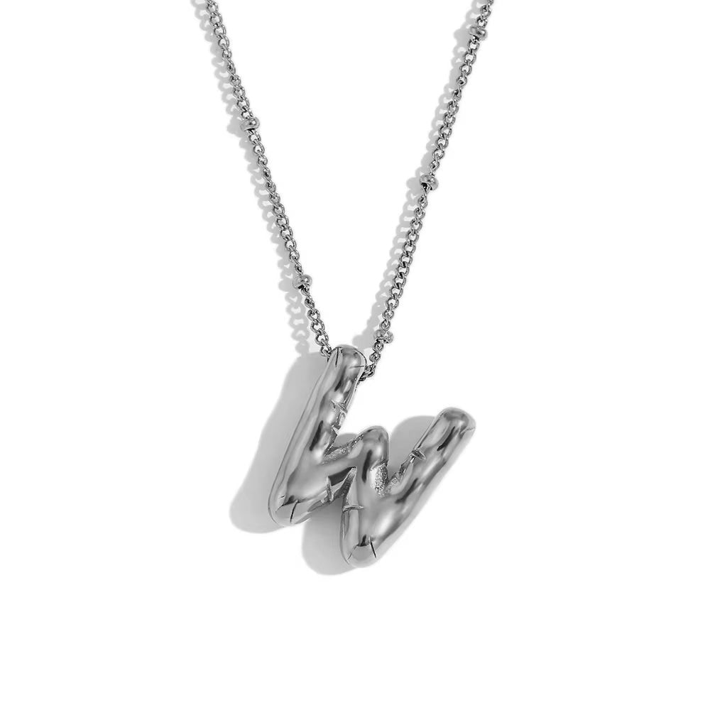 Bubble Initial Necklace Silver
