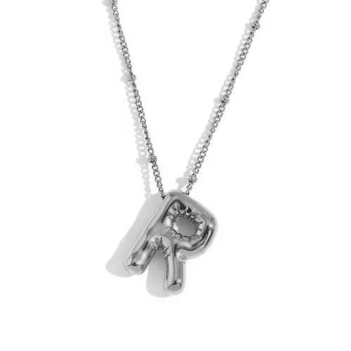 Bubble Initial Necklace Silver