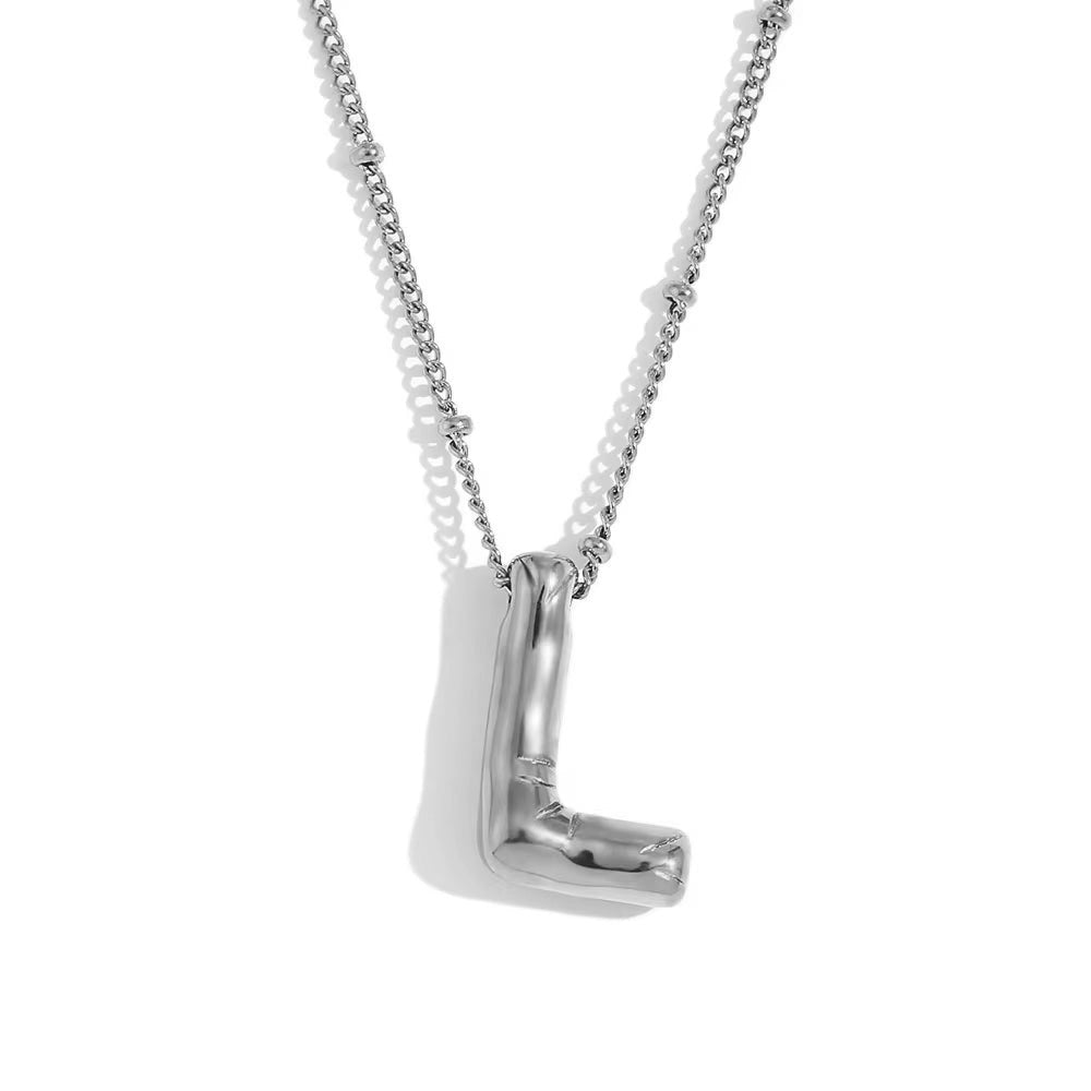 Bubble Initial Necklace Silver
