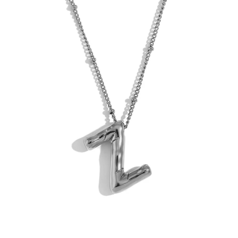 Bubble Initial Necklace Silver