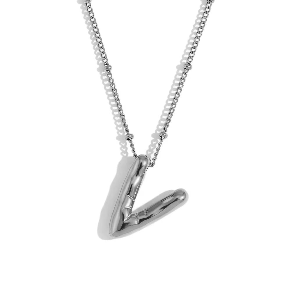 Bubble Initial Necklace Silver