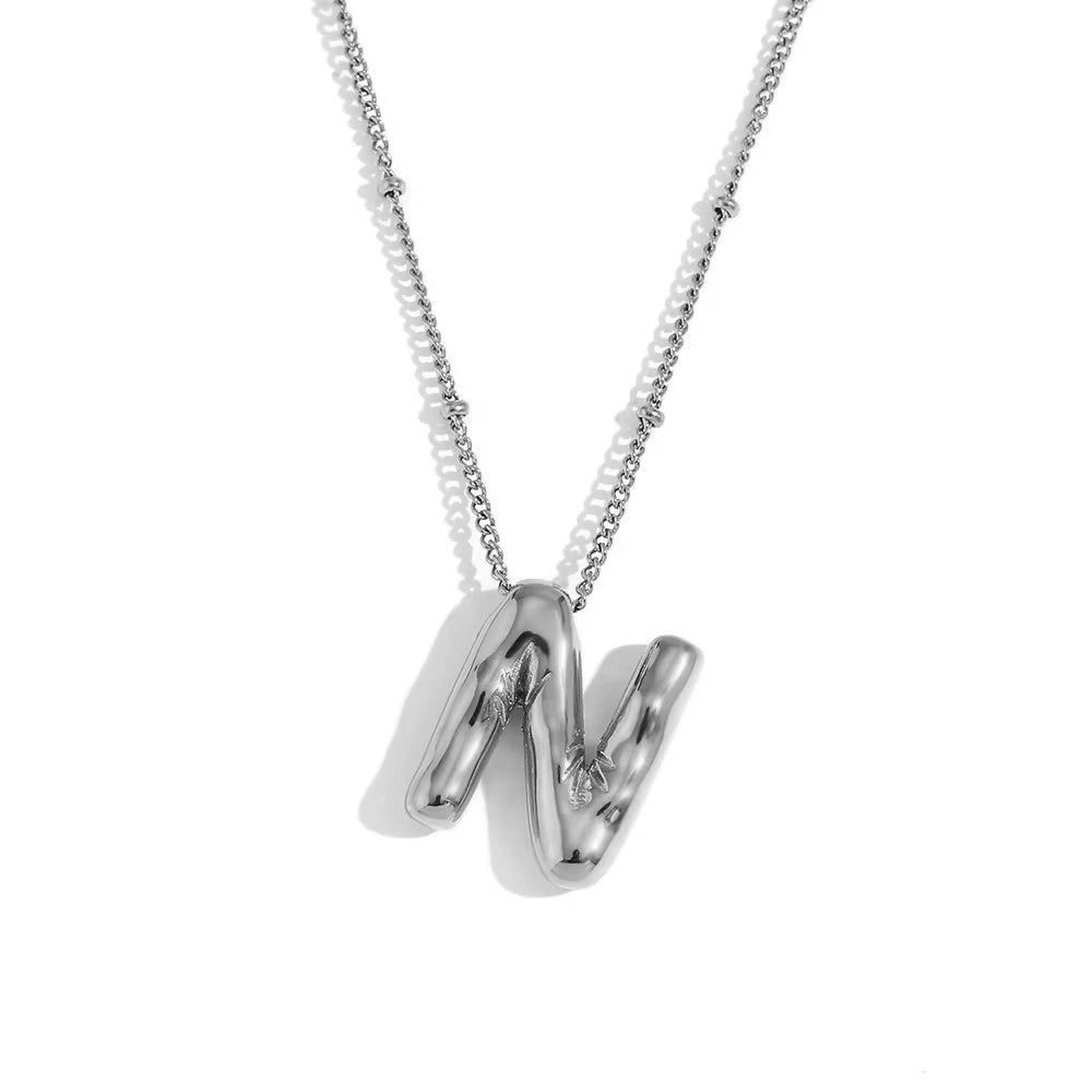 Bubble Initial Necklace Silver
