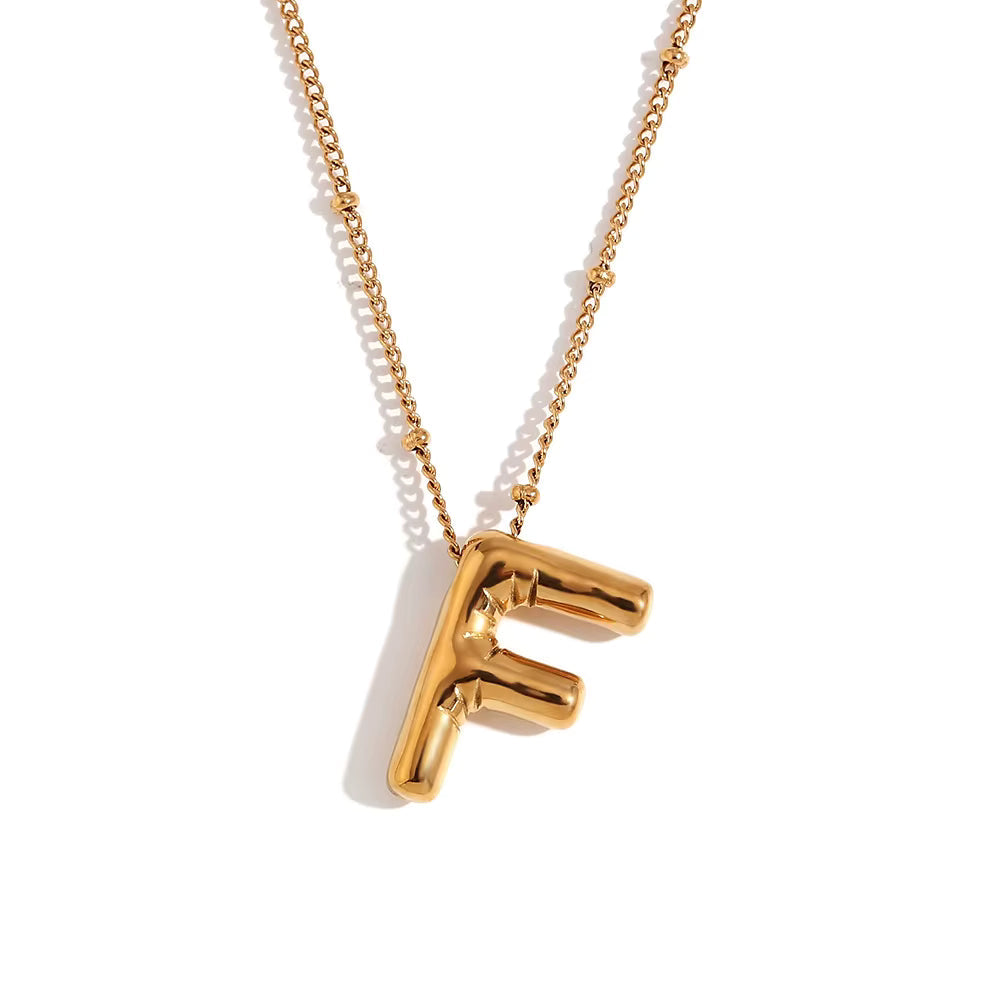 Bubble Initial Necklace Gold