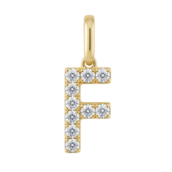 Letter F pavé initial charm