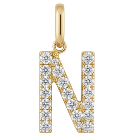 Letter N pavé initial charm