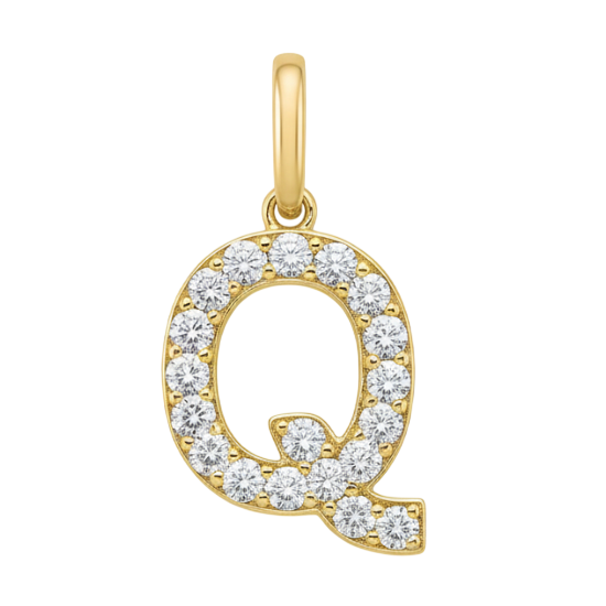 Letter Q pavé initial charm
