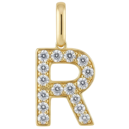Letter R pavé initial charm