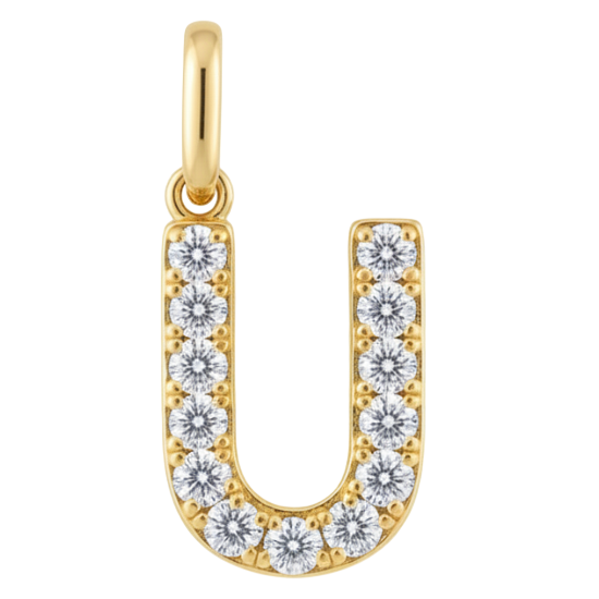 Letter U pavé initial charm