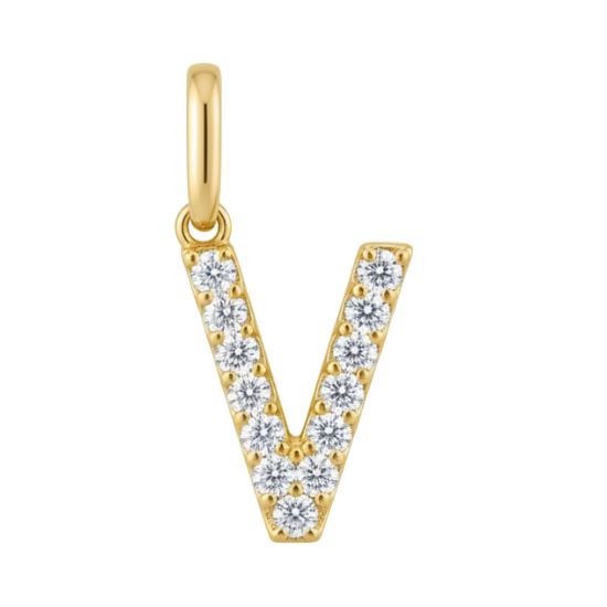 Letter V pavé initial charm